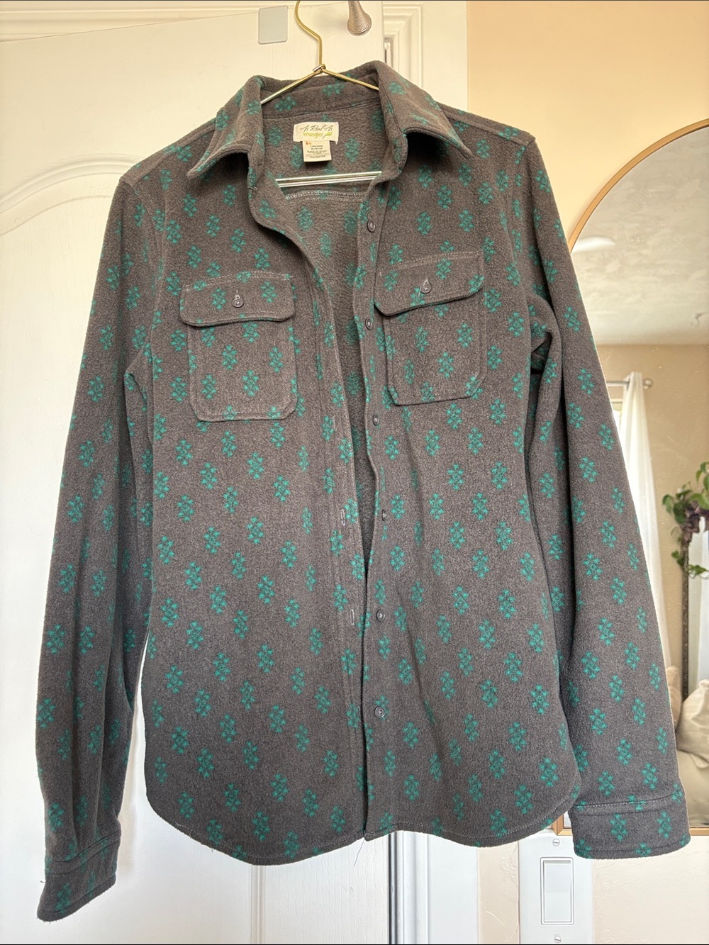 Wrangler Gray Jacket with Teal Green Floral Pattern